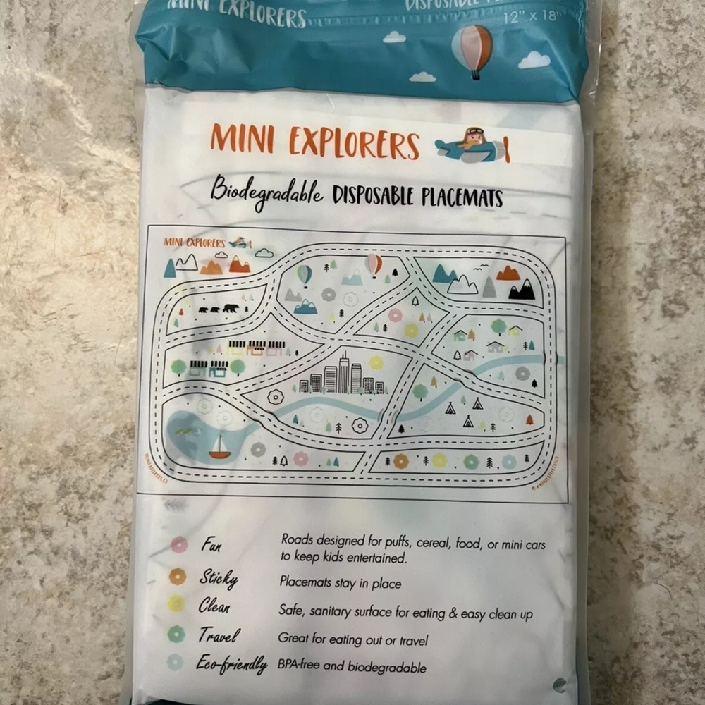 Mini Explorers 20 Biodegradable Disposable Placemats 12” X 18”
